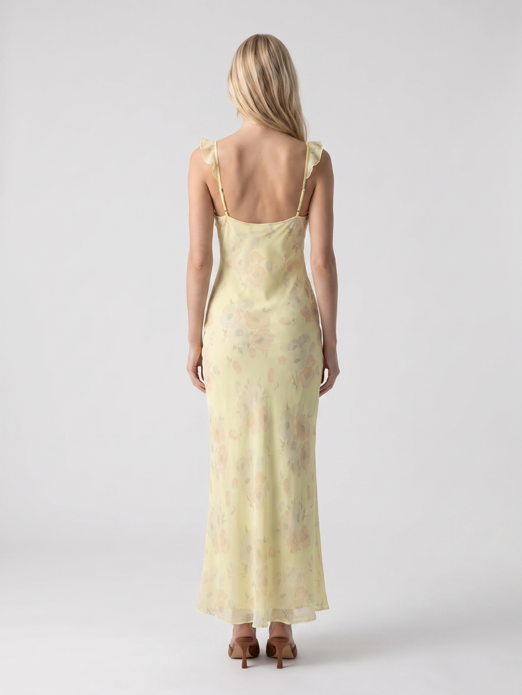 Maisie | Floral Ruffle Strap Tie-Front Maxi Dress