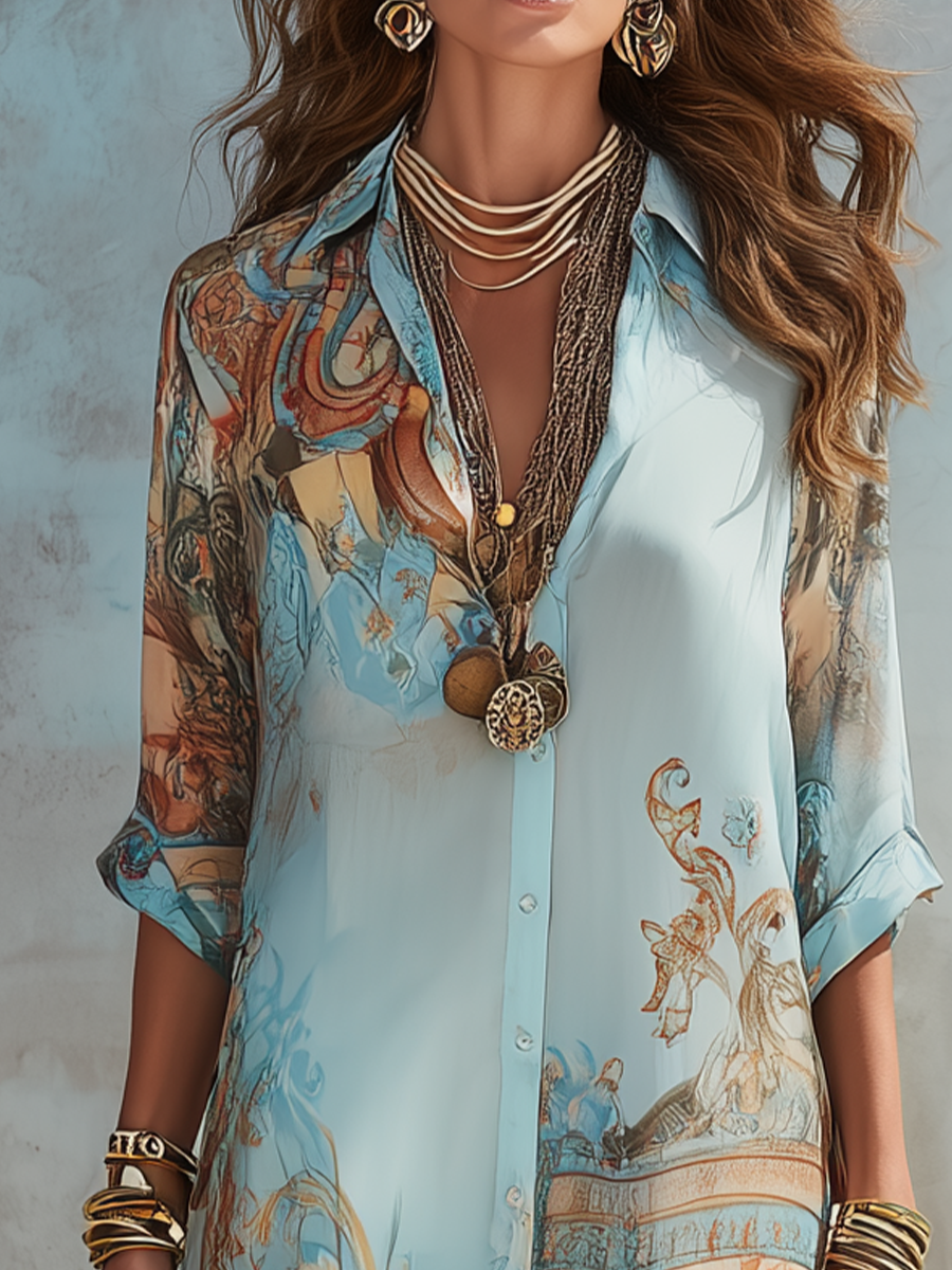 Renata | Floral Print Shirt Maxi Dress