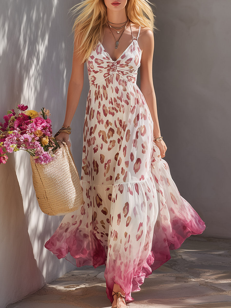 Patricia | Leopard Print Ombré Maxi Dress