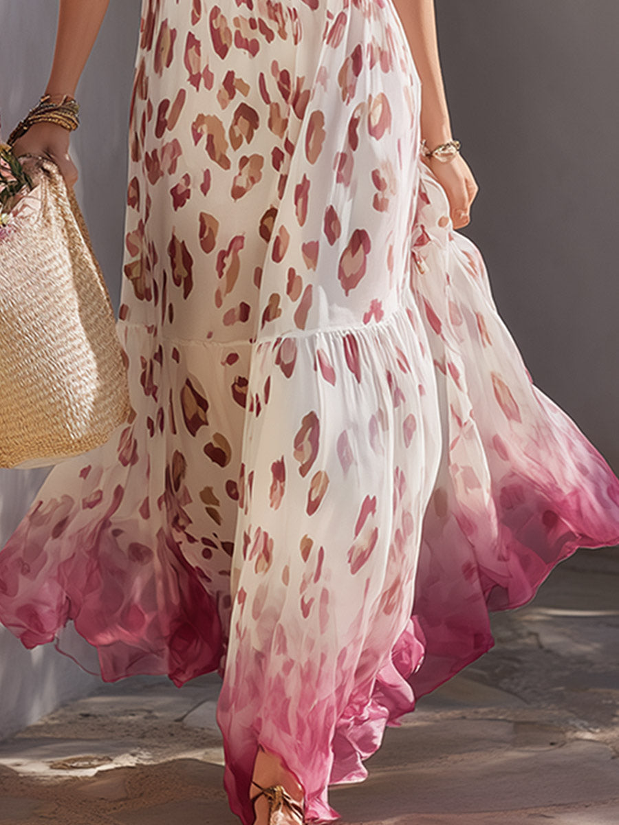 Patricia | Leopard Print Ombré Maxi Dress