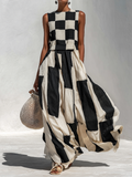 Reverie | Checkerboard Linen Wide-Leg Co-ord Set