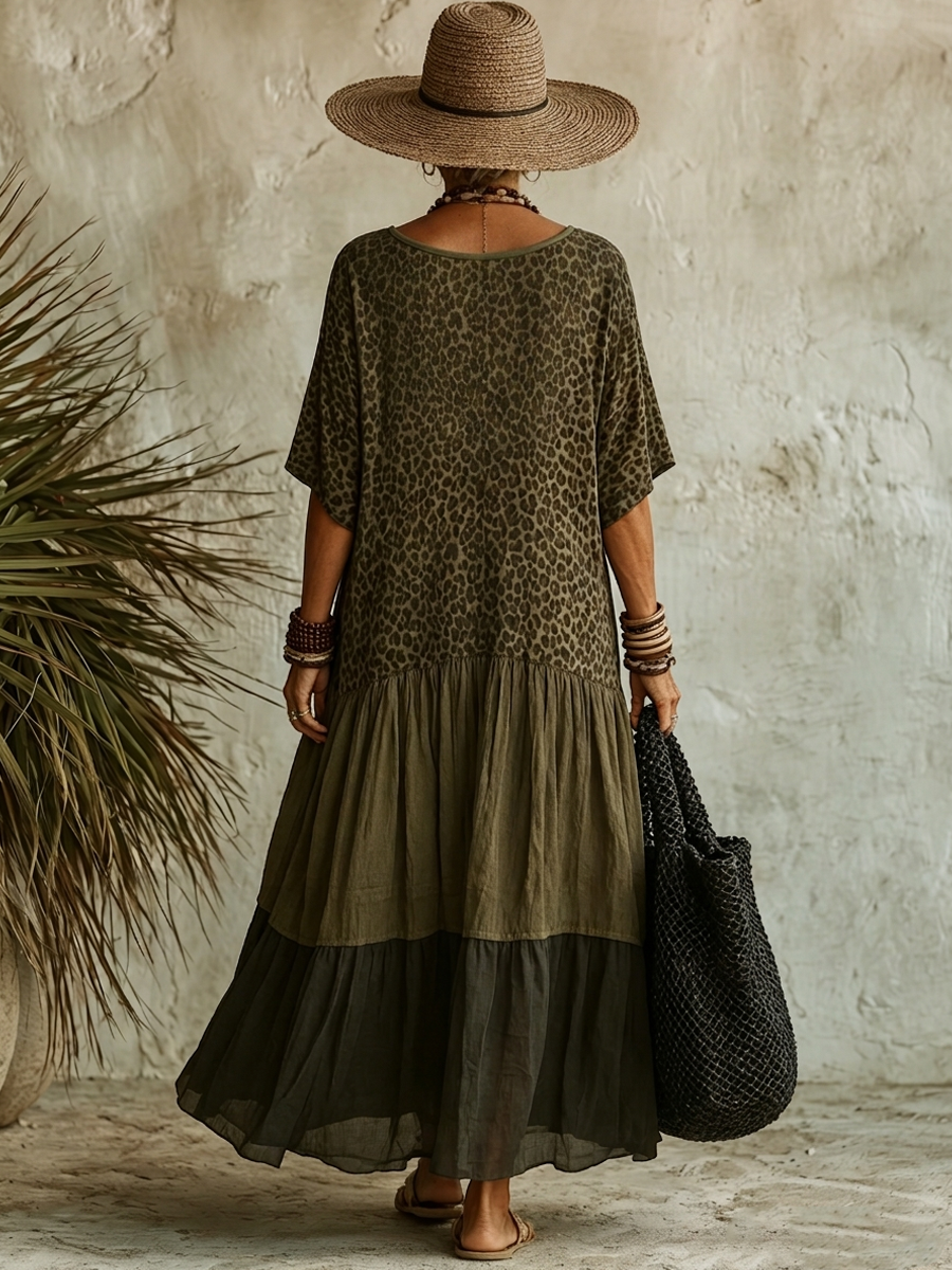 Brett | Leopard V-Neck Tiered Maxi Dress