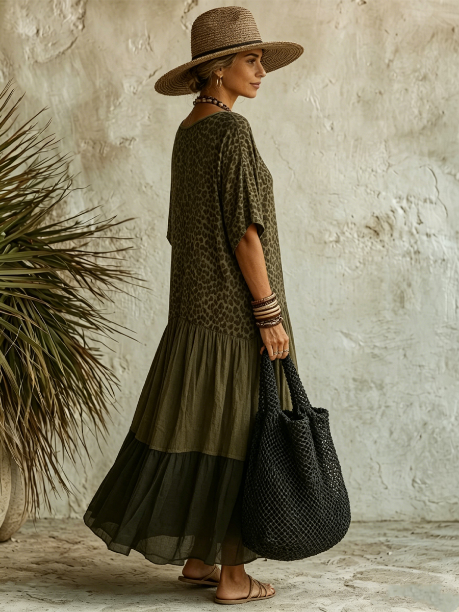 Brett | Leopard V-Neck Tiered Maxi Dress
