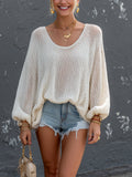 Daisy | Crochet Knit Scoop-Neck Sweater Top
