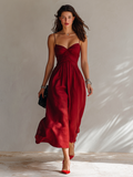 Heather | Linen Sweetheart Midi Dress
