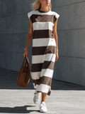 Jennifer | Striped Crew-Neck T-Shirt Maxi Dress