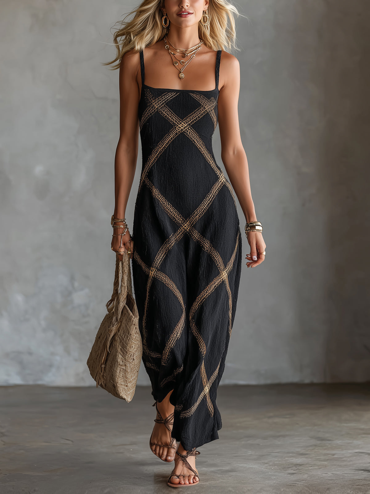 Eleanor | Embroidered Square-Neck Bodycon Maxi Dress