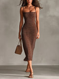 Vivian | Knit Square-Neck Bodycon Midi Dress