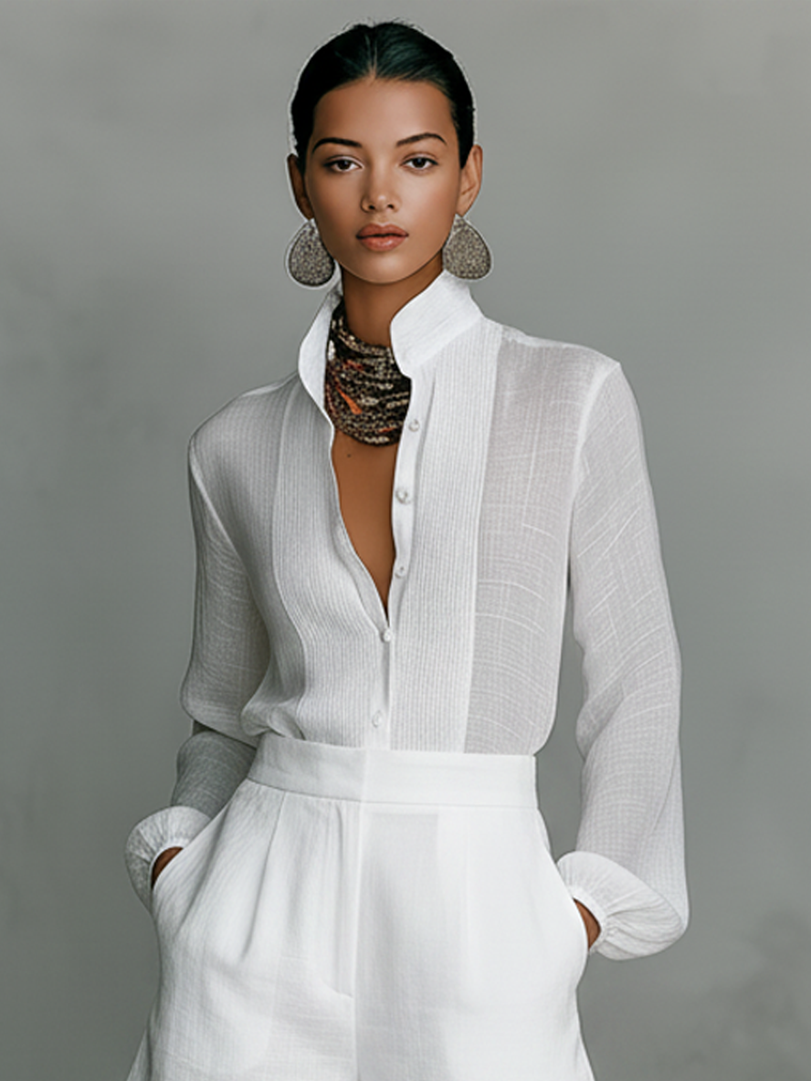 Sandra | Linen Button-Down Tailored Shorts Co-ord Set