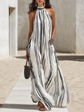 Maeve | Halter Chiffon Striped Maxi Dress