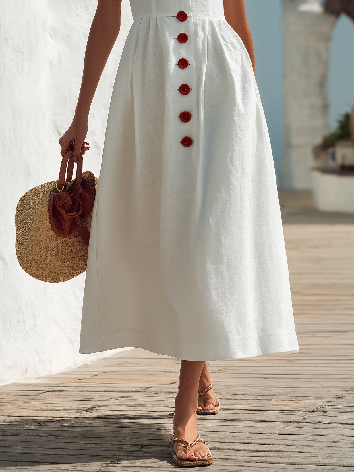 Zoe | Square Neck Button-Front Midi Dress