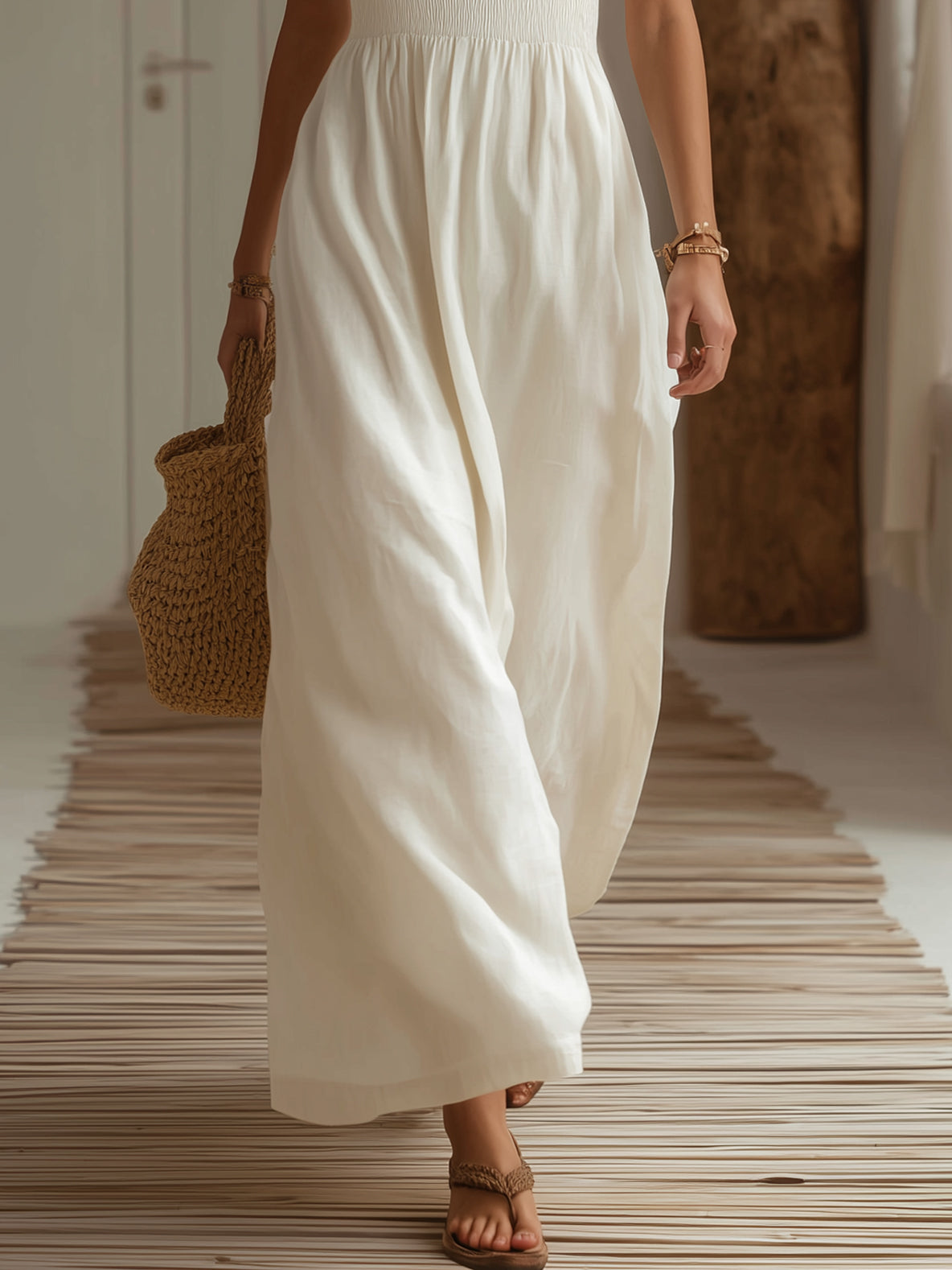 Sara | Sweetheart Smocked Wide-Leg Maxi Dress