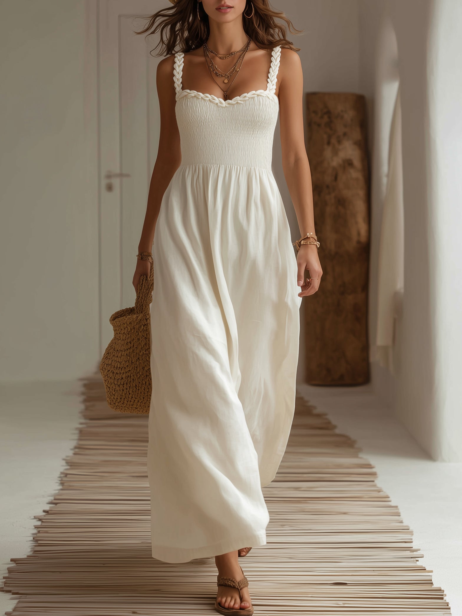 Sara | Sweetheart Smocked Wide-Leg Maxi Dress
