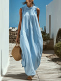 Emma | Ruffle Neck Tie-Front Maxi Dress