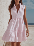 Helena | Button-Front Tiered Ruffle Mini Dress