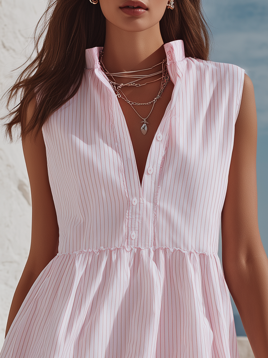 Helena | Button-Front Tiered Ruffle Mini Dress
