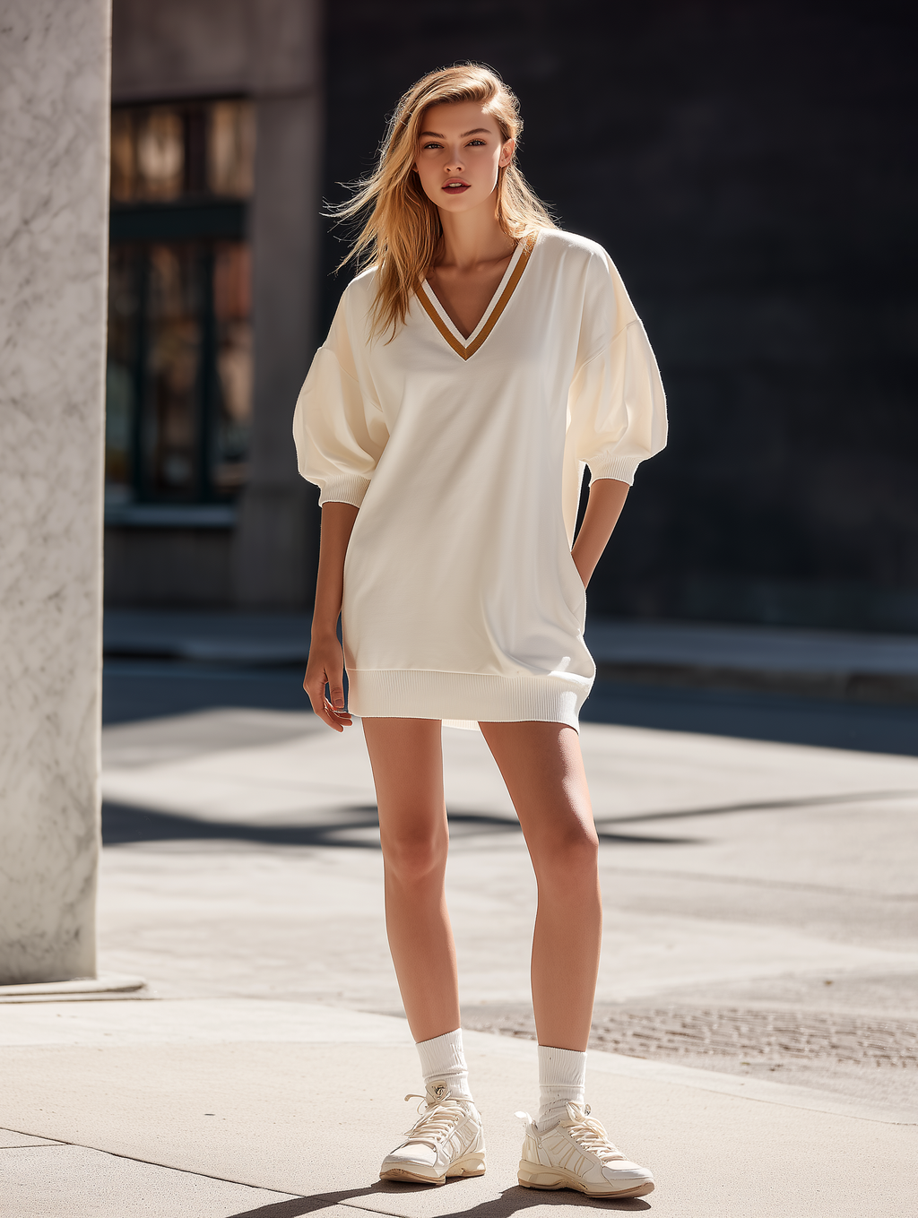 Liana | Varsity Stripe Oversized Sweater Mini Dress