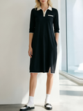 Denise | Collared Contrast-Trim Polo Midi Dress