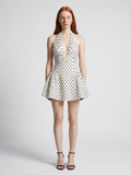 Noelle | Plunge Halter Pleated Fit-and-Flare Mini Dress