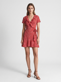 Vienna | Ditsy Floral Ruffle Wrap Tie Mini Dress
