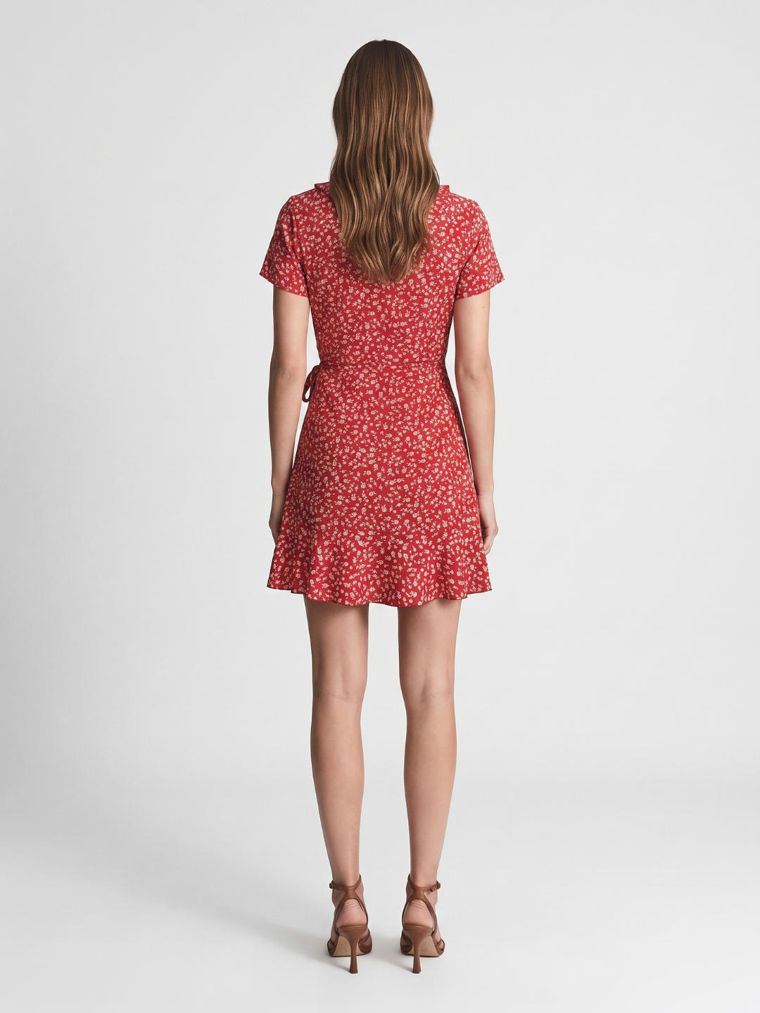 Vienna | Ditsy Floral Ruffle Wrap Tie Mini Dress