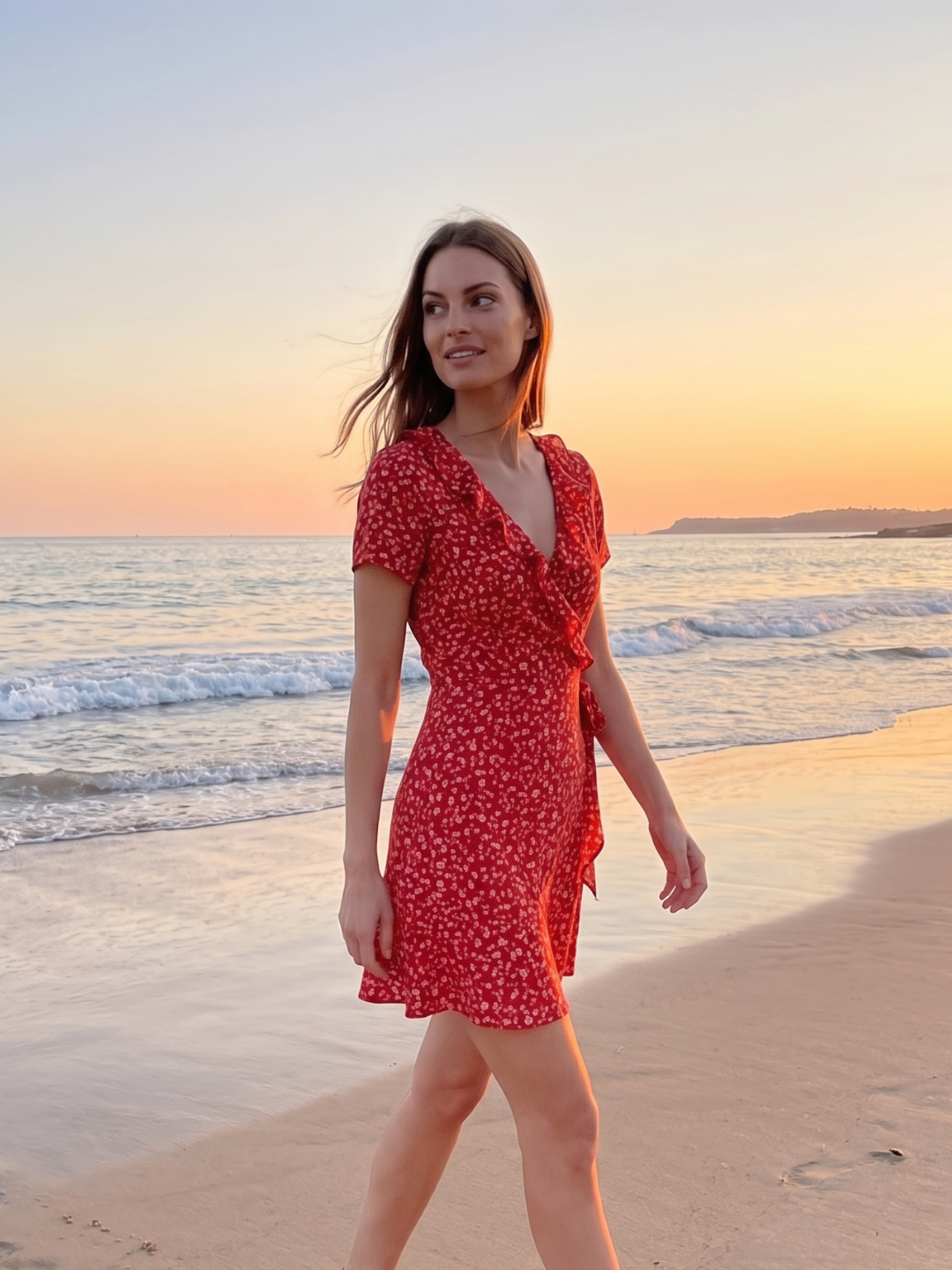 Vienna | Ditsy Floral Ruffle Wrap Tie Mini Dress