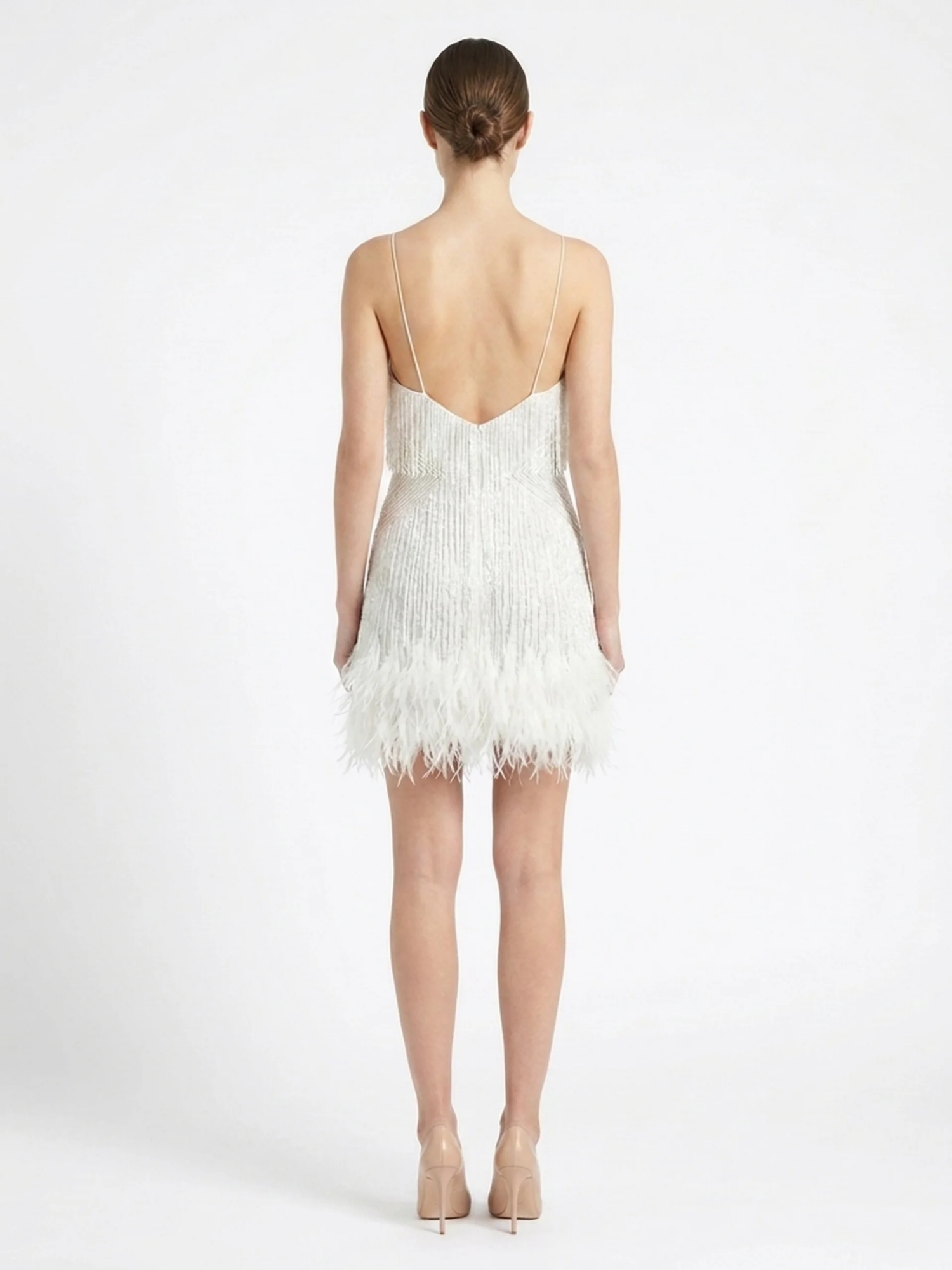 CADENCE Women's Fringe Feather Mini Dress