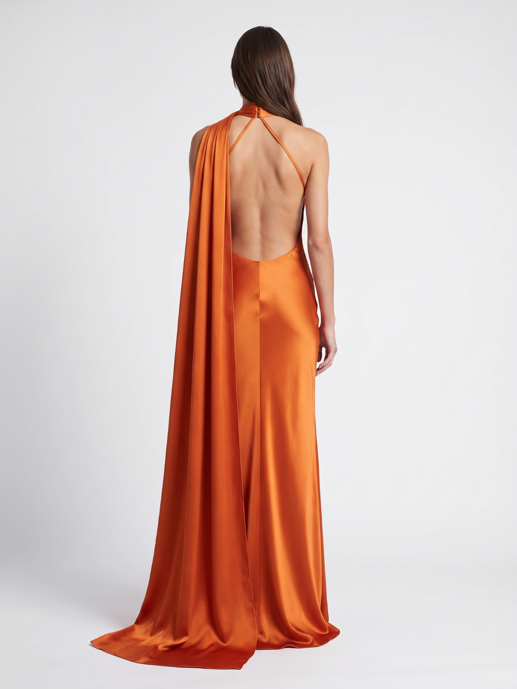 Willa | Scarf Halter One Shoulder Satin Maxi Dress