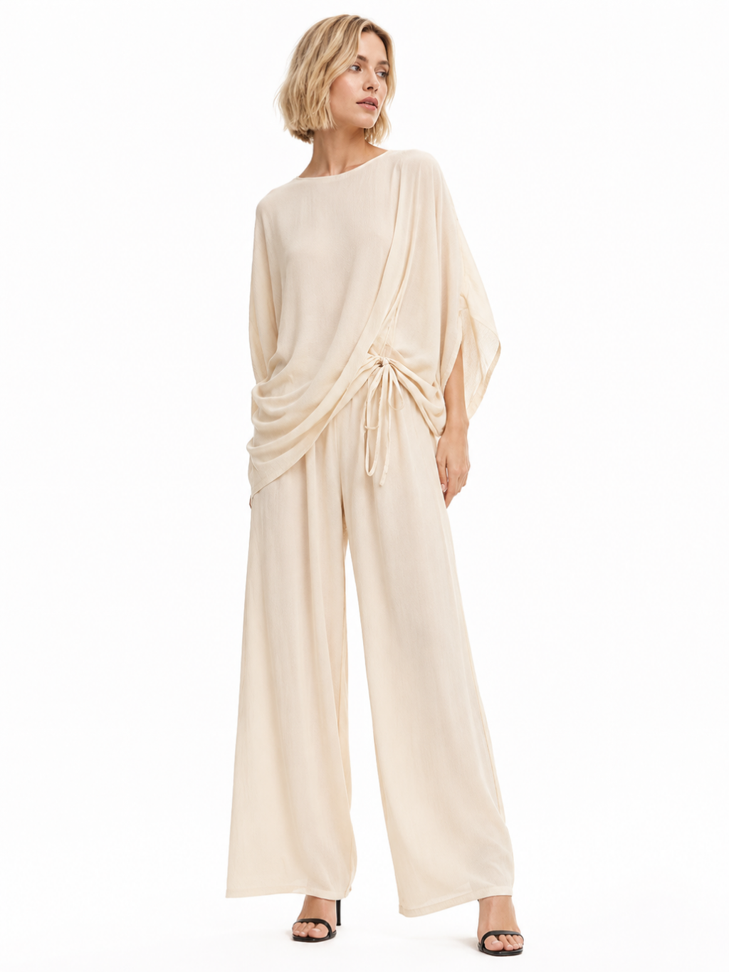 WAVERLEY Women's Draped Wide Leg Trouser Co-ord Set