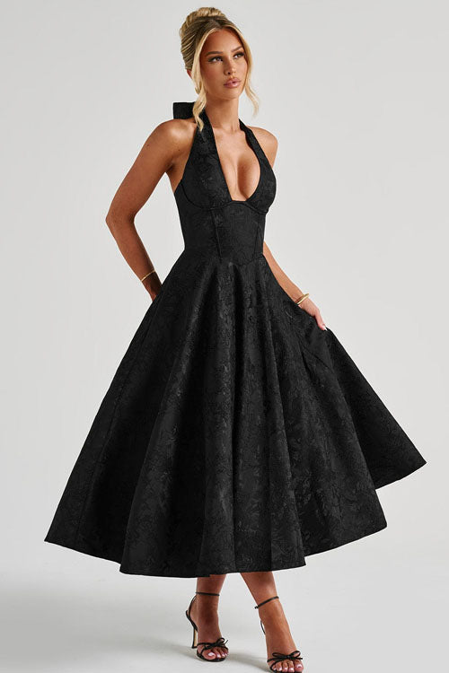 Camila | Halter Corset A-Line Midi Dress