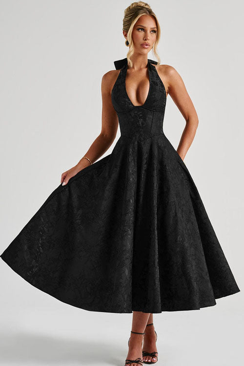 Camila | Halter Corset A-Line Midi Dress