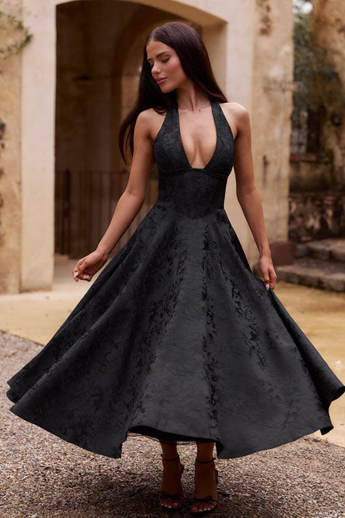 Camila | Halter Corset A-Line Midi Dress