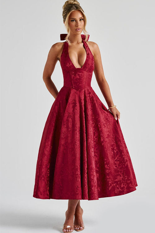 Camila | Halter Corset A-Line Midi Dress