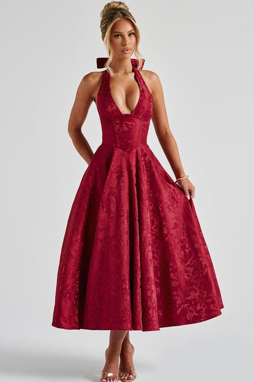 Camila | Halter Corset A-Line Midi Dress