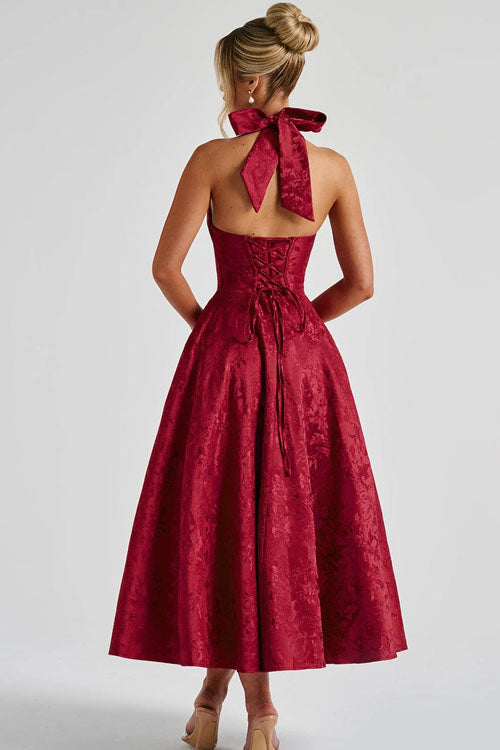 Camila | Halter Corset A-Line Midi Dress