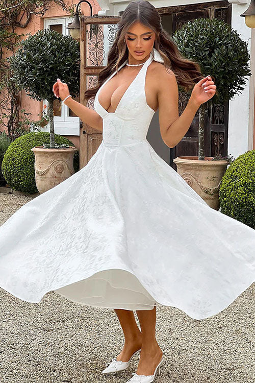 Camila | Halter Corset A-Line Midi Dress