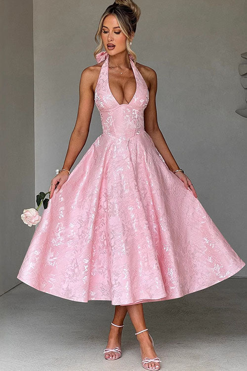 Camila | Halter Corset A-Line Midi Dress