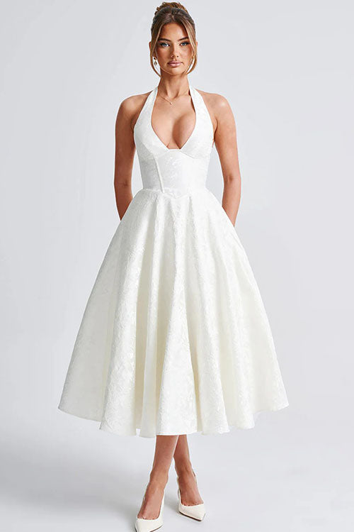 Camila | Halter Corset A-Line Midi Dress