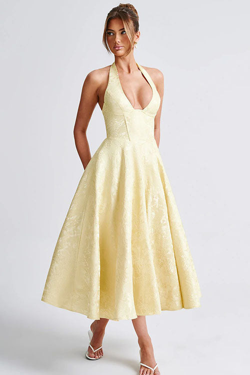 Camila | Halter Corset A-Line Midi Dress