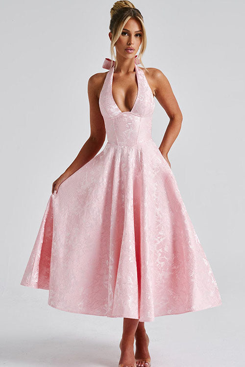 Camila | Halter Corset A-Line Midi Dress