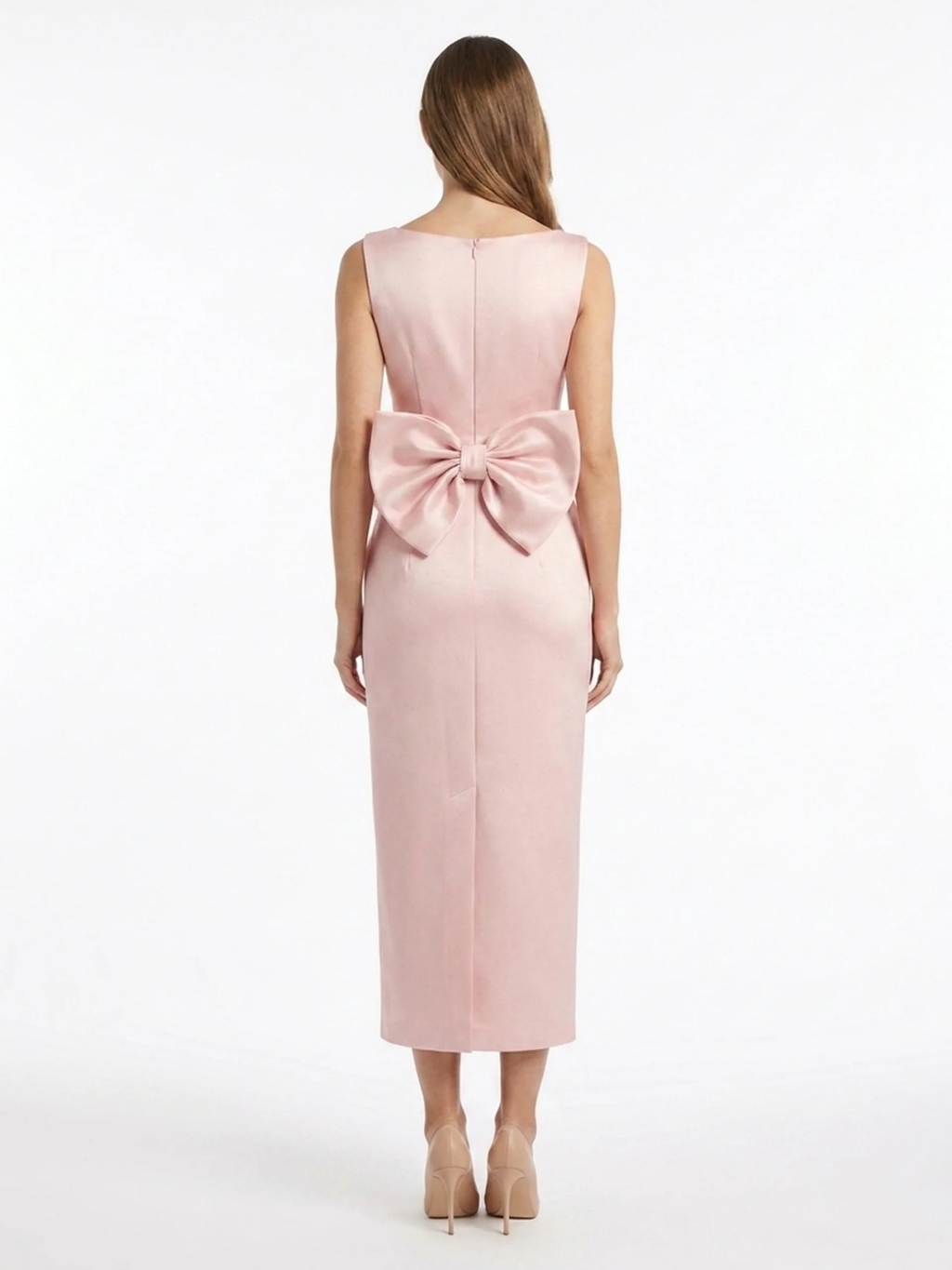 FARRAH Women's Sleeveless Bow Detail Midi Dress