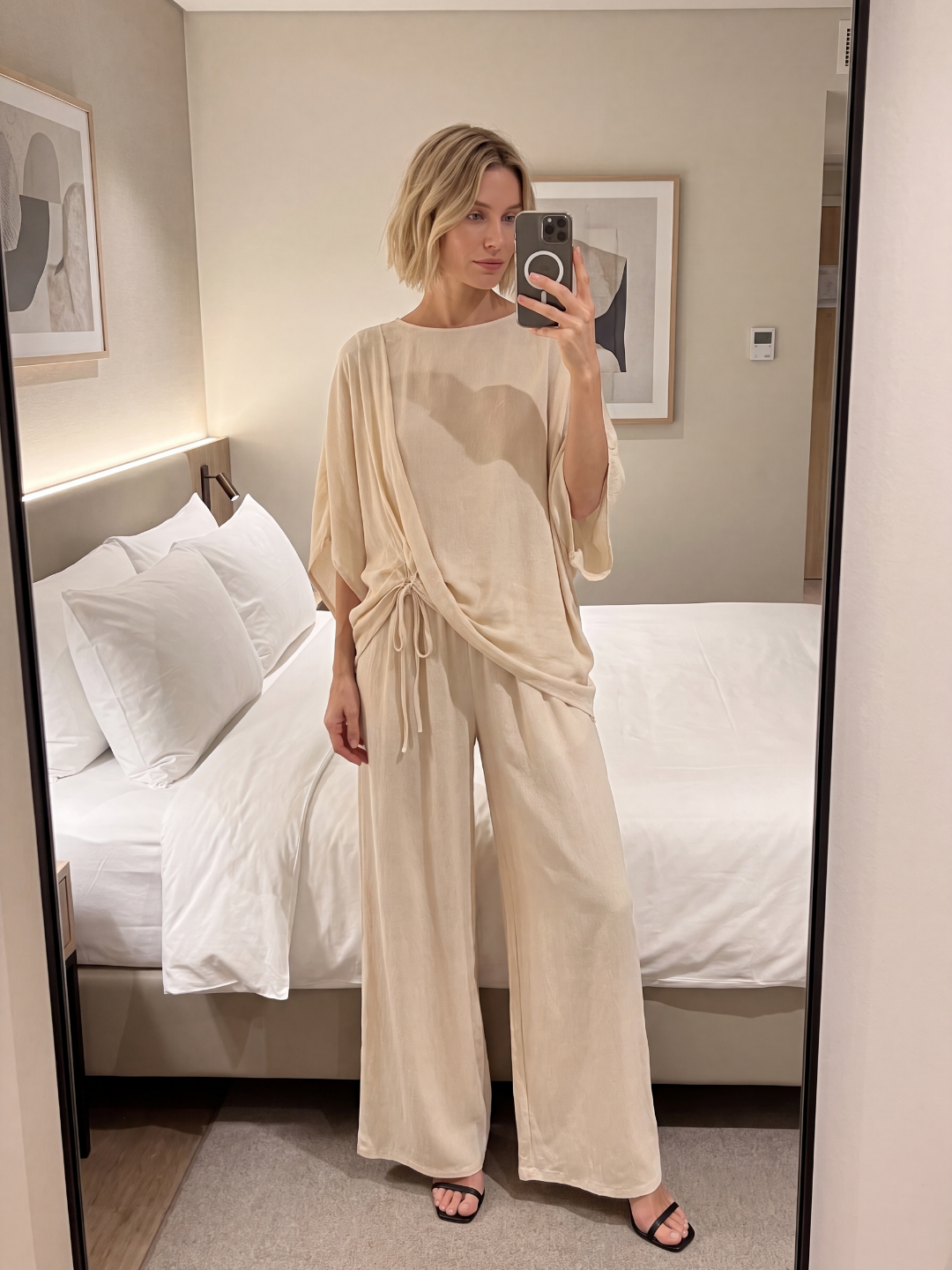 WAVERLEY Women's Draped Wide Leg Trouser Co-ord Set