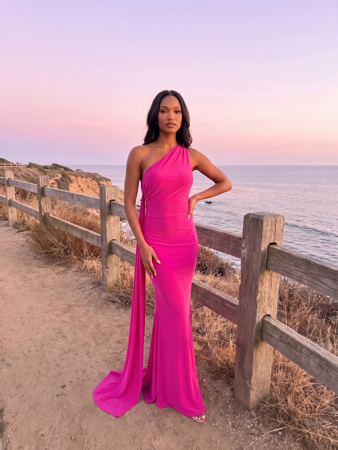 Zinnia | One Shoulder Draped Sash Backless Maxi Dress