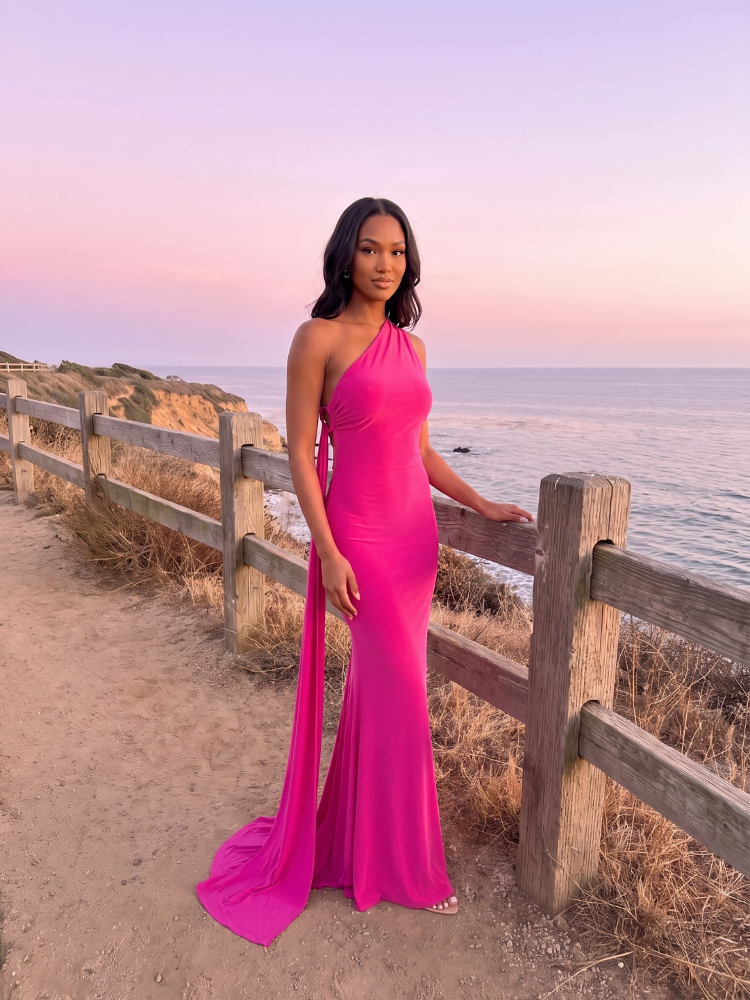 Zinnia | One Shoulder Draped Sash Backless Maxi Dress