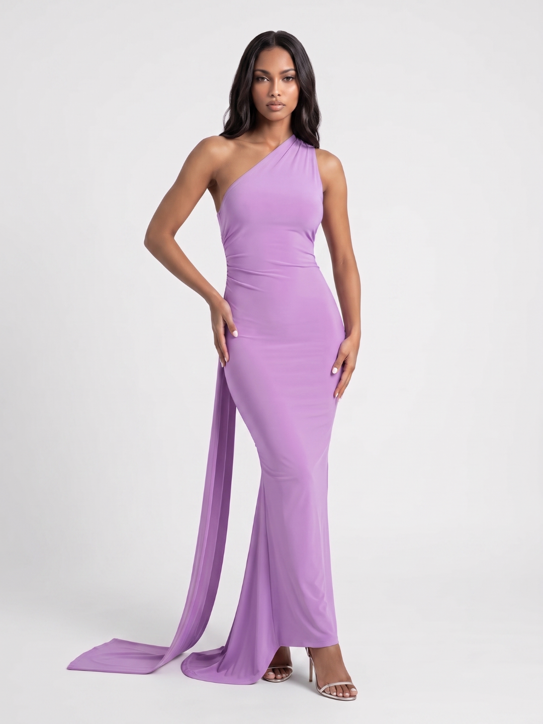 Zinnia | One Shoulder Draped Sash Backless Maxi Dress
