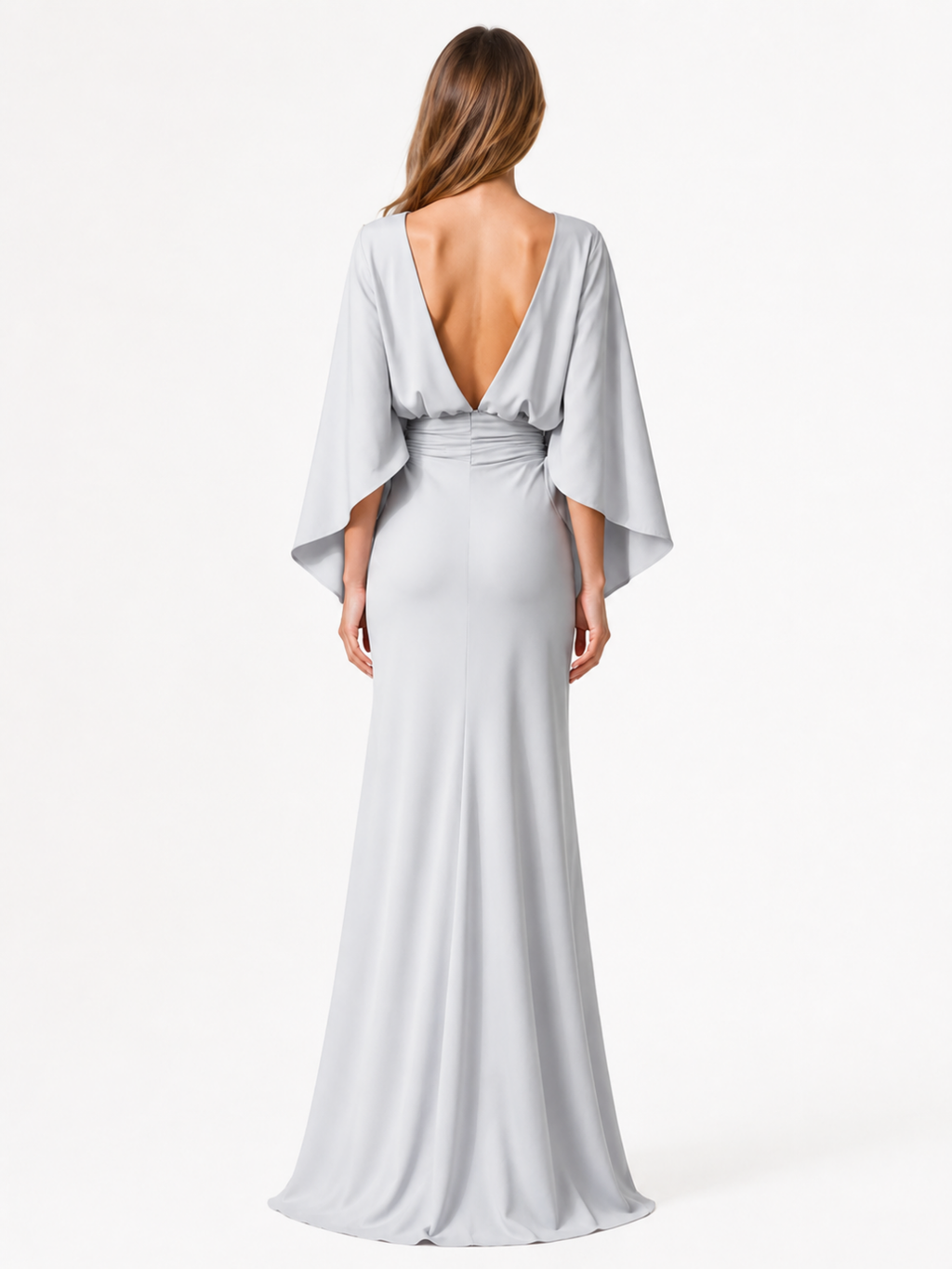 DIANTHA Women's Batwing Sleeve Pleated Maxi Dress