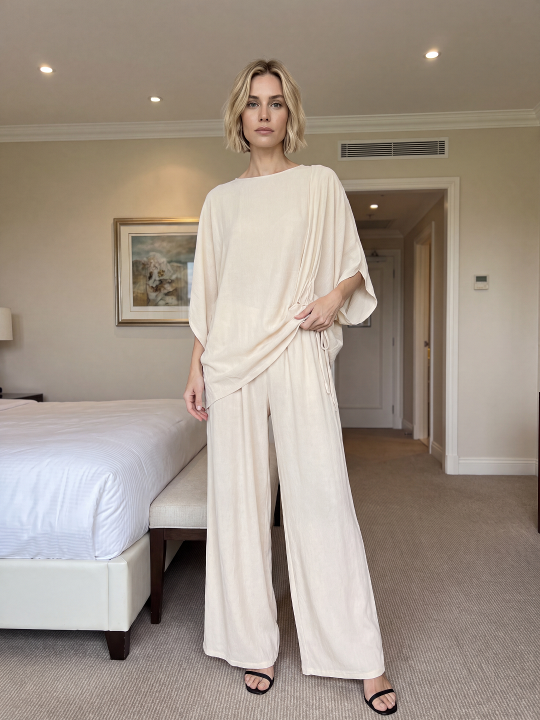 WAVERLEY Women's Draped Wide Leg Trouser Co-ord Set