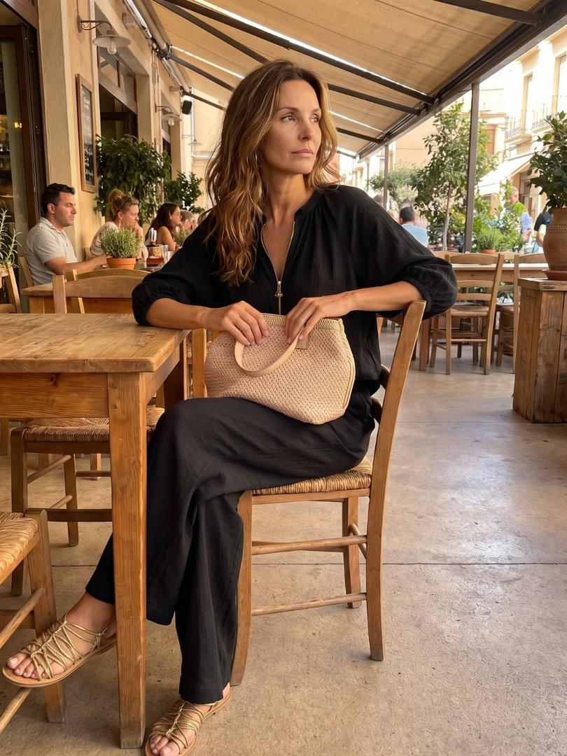 Marlene | Linen Zip-Front Balloon-Sleeve Co-ord Set