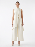 GIA Women's Sleeveless Asymmetric Overlay Top and Wide Leg Trouser Set