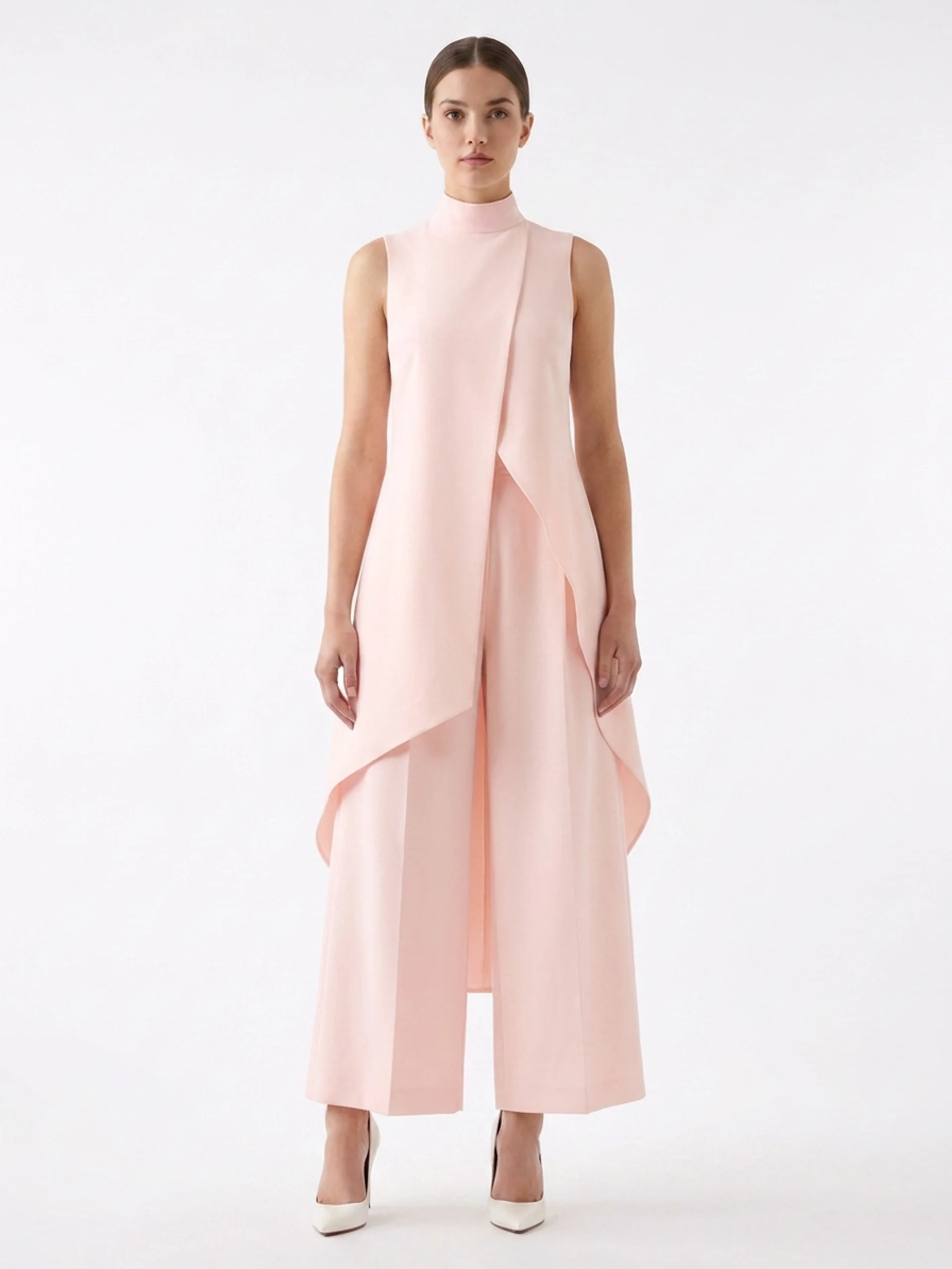 GIA Women's Sleeveless Asymmetric Overlay Top and Wide Leg Trouser Set